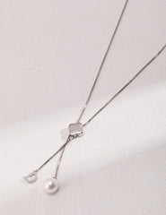 Flower Long Necklace with Letter 'D'