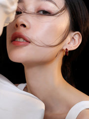 Red Drip Glaze Irregular Earrings