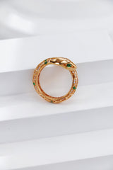 Silver Zirconium Snake Ring_Golden