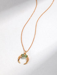 Sterling silver green aventurine bamboo necklace
