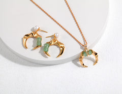 Sterling silver green aventurine bamboo necklace