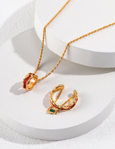 Sterling silver drop glaze necklace-Stream series