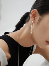Plain silver long earrings-Lava series