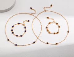 Sterling silver tiger eye/ Lapis Lazuli stone necklace and bracelet