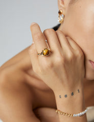 Sterling tiger eye stone ring