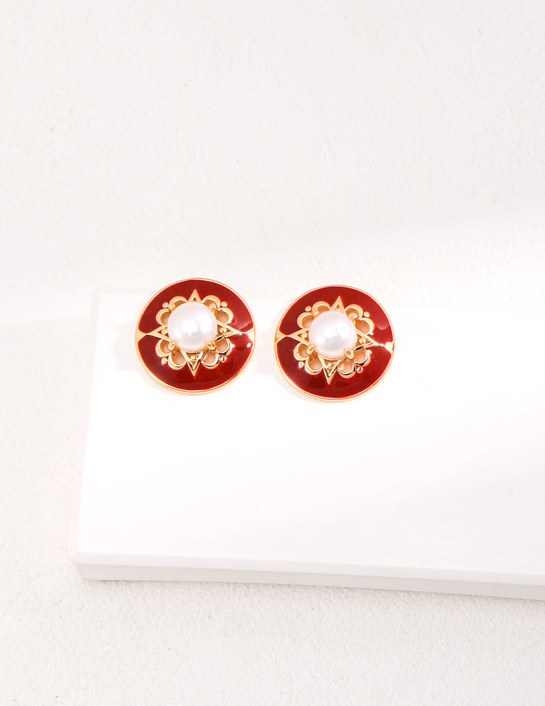 Vintage Red Pearl Earrings