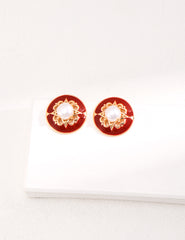 Vintage Red Pearl Earrings