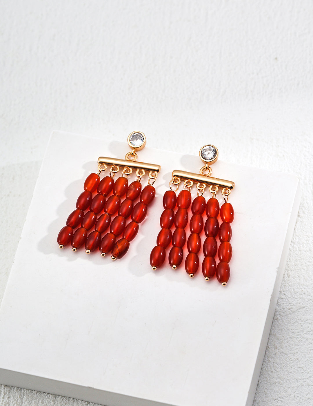 Red Agate Drop Earrings