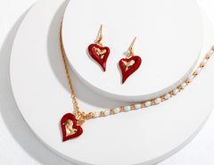 Red Drip Glaze Heart Earrings