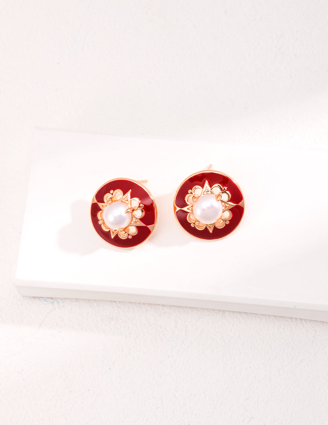 Vintage Red Pearl Earrings