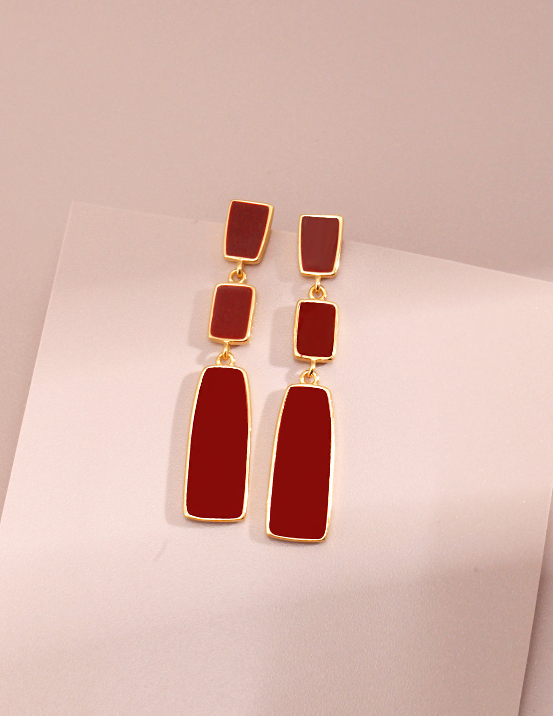 Red Drip Glaze Long Earrings