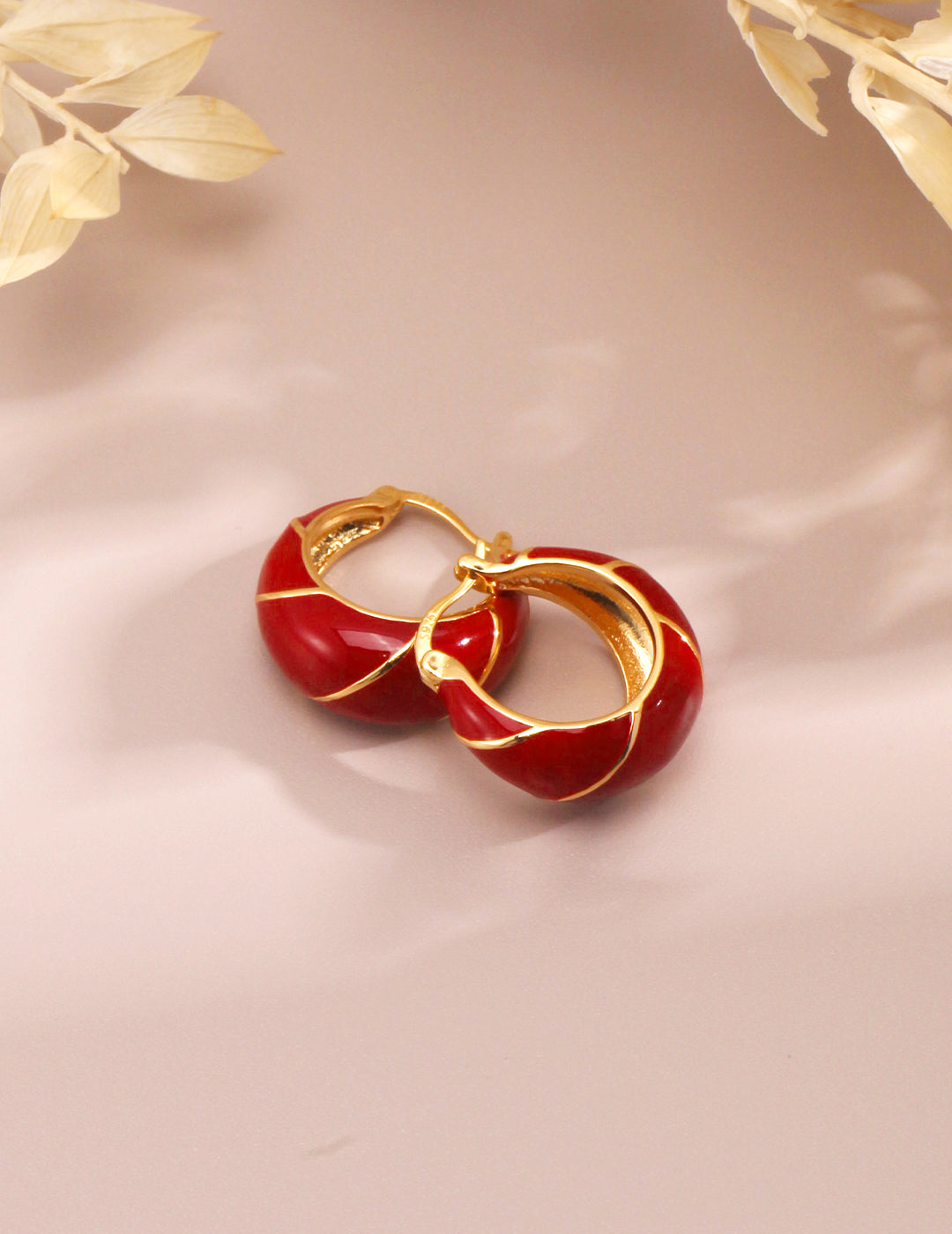 Red Drip Glaze Small Circle Earrings